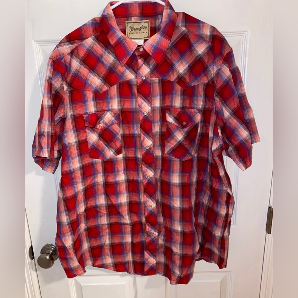 Wrangler Men’s 2XL Red Plaid Western Shirt